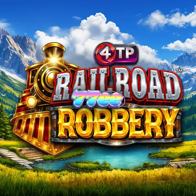 Interface do slot Railroad Robbery com bandidos e vagões de trem